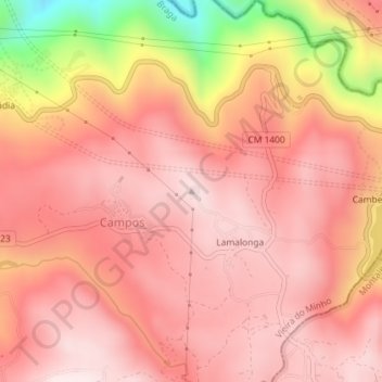 Carte topographique Campos, altitude, relief