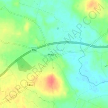 Carte topographique Aughrim, altitude, relief