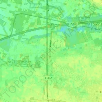 Carte topographique Voesch, altitude, relief