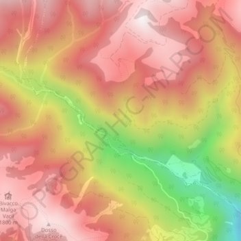 Carte topographique Val Galina, altitude, relief