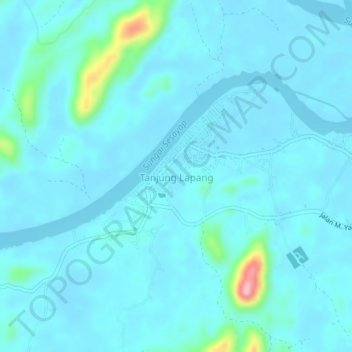 Carte topographique Tanjung Lapang, altitude, relief