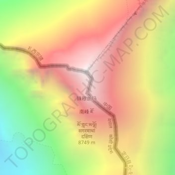 Carte topographique Hillary Step, altitude, relief