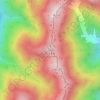 Carte topographique Mt. Eboshi, altitude, relief