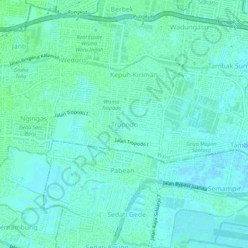 Carte topographique Tropodo, altitude, relief