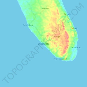 Carte topographique Esperanza, altitude, relief