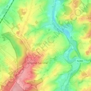 Carte topographique Samme, altitude, relief
