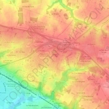 Carte topographique Therbé, altitude, relief