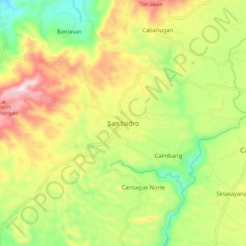 Carte topographique San Isidro, altitude, relief