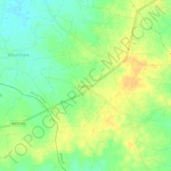 Carte topographique Badjhiri, altitude, relief