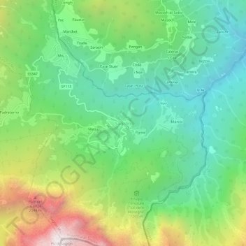 Carte topographique Sagron, altitude, relief