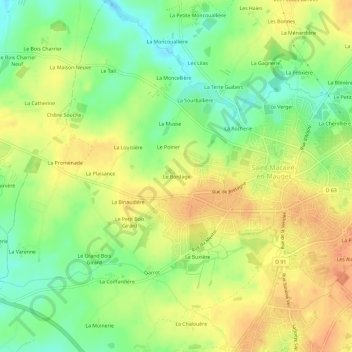 Carte topographique Le Bordage, altitude, relief