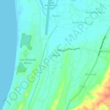 Carte topographique Calayab, altitude, relief