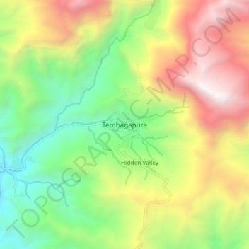 Carte topographique Tembagapura, altitude, relief