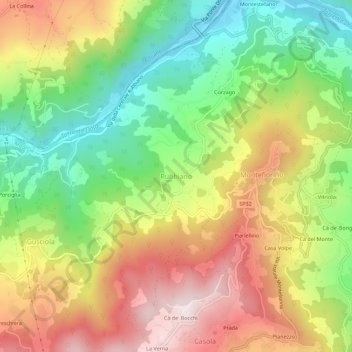 Carte topographique Rubbiano, altitude, relief