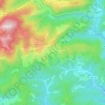 Carte topographique Usetxi, altitude, relief