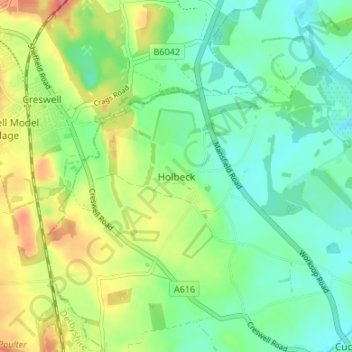 Carte topographique Holbeck, altitude, relief