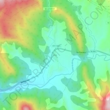 Carte topographique Arro, altitude, relief