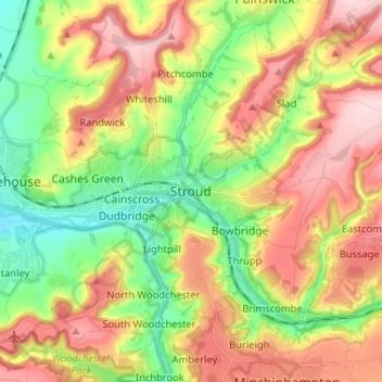 Carte topographique Stroud, altitude, relief