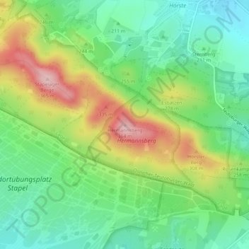 Carte topographique Hermannsberg, altitude, relief
