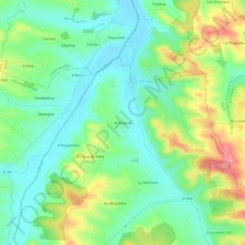 Carte topographique A Arnaud, altitude, relief