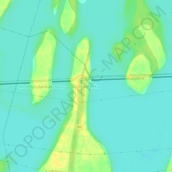 Carte topographique Bobbarlanka, altitude, relief