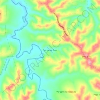 Carte topographique Campo da Cruz, altitude, relief