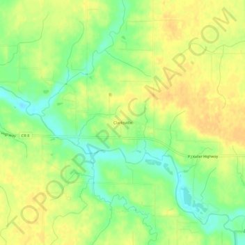 Carte topographique Clarksville, altitude, relief