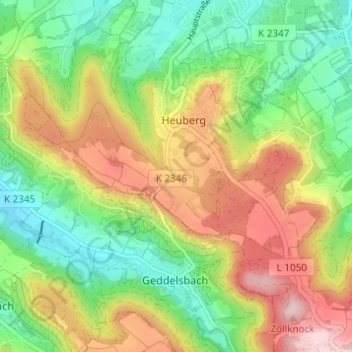 Carte topographique Buchhorn, altitude, relief