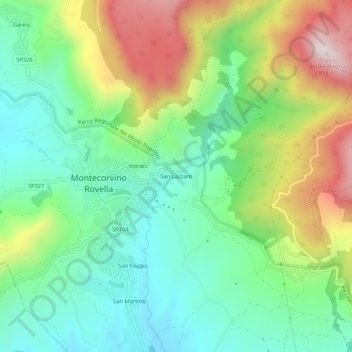 Carte topographique San Lazzaro, altitude, relief