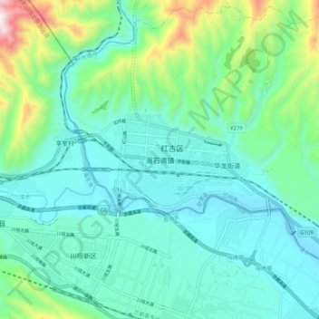 Carte topographique Haishiwan, altitude, relief