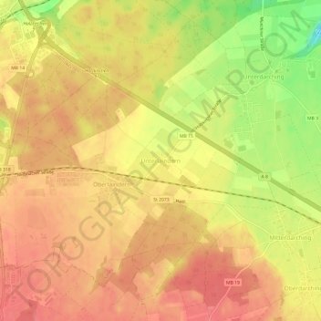 Carte topographique Unterlaindern, altitude, relief
