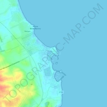 Carte topographique Marzamemi, altitude, relief