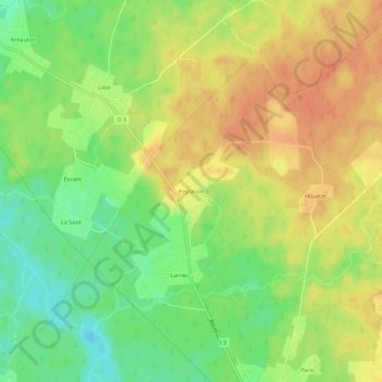 Carte topographique Peylahon, altitude, relief