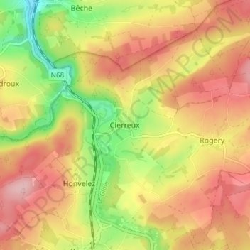 Carte topographique Cierreux, altitude, relief