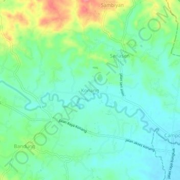 Carte topographique Konang, altitude, relief