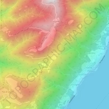 Carte topographique Manegra, altitude, relief