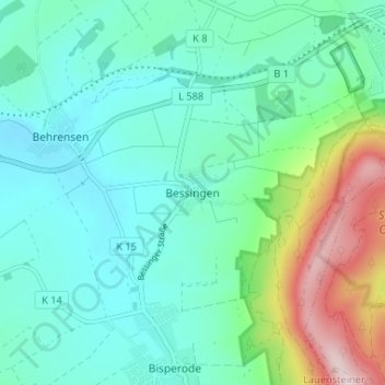 Carte topographique Bessingen, altitude, relief