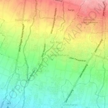 Carte topographique Pelem, altitude, relief