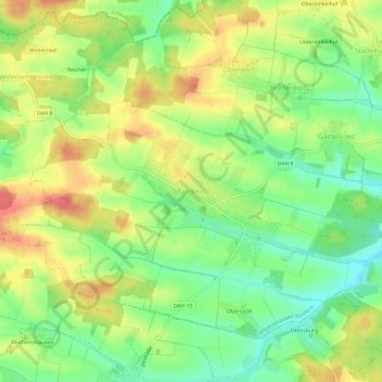 Carte topographique Tandern, altitude, relief