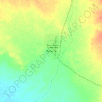 Carte topographique Madama, altitude, relief