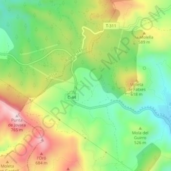 Carte topographique Fatxes, altitude, relief