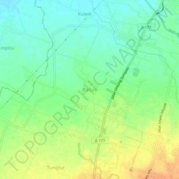 Carte topographique Badas, altitude, relief