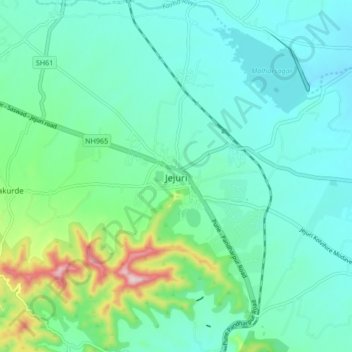Carte topographique Jejuri, altitude, relief