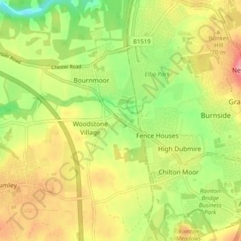 Carte topographique Lambton, altitude, relief