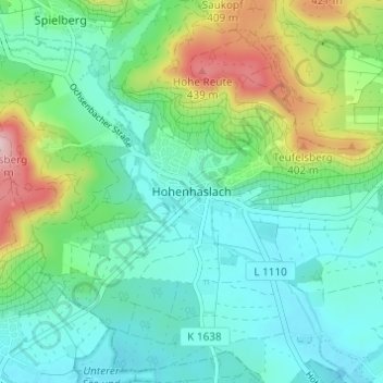 Carte topographique Hohenhaslach, altitude, relief