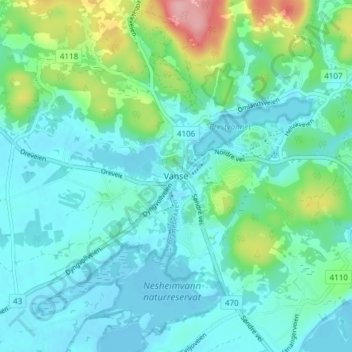 Carte topographique Vanse, altitude, relief