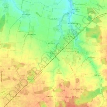 Carte topographique Holzstrogn, altitude, relief