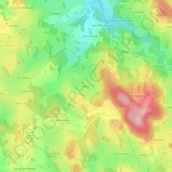Carte topographique Agnat, altitude, relief
