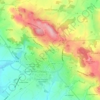 Carte topographique La Faucherie, altitude, relief