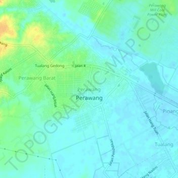 Carte topographique Perawang, altitude, relief